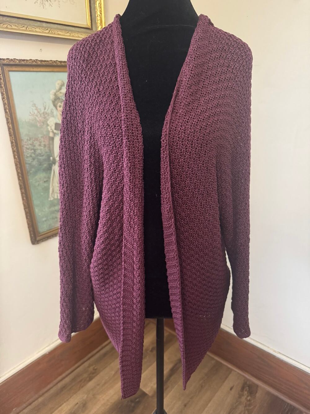 Brandy Melville Purple Open Knit Cardigan Sweater One Size Oversized